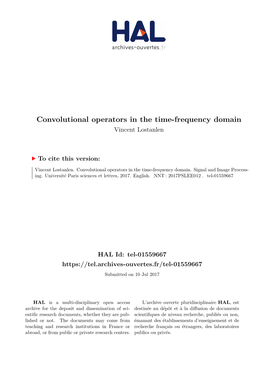 Convolutional Operators in the Time-Frequency Domain Vincent Lostanlen