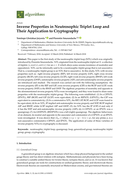 Inverse Properties in Neutrosophic Triplet Loop and Their Application to Cryptography