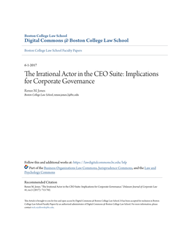 The Irrational Actor in the Ceo Suite: Implications for Corporate Governance