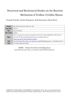 Structural and Biochemical Studies on the Reaction Mechanism of Uridine–Cytidine Kinase