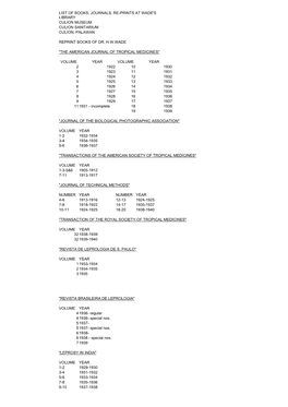 List of Books, Journals, Reprints at Wade's Library (PDF)