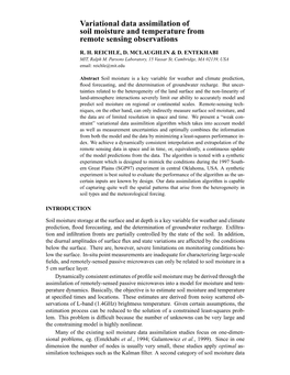 Variational Data Assimilation of Soil Moisture and Temperature from Remote Sensing Observations