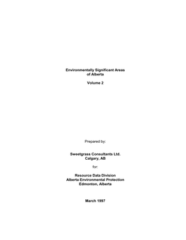 Environmentally Significant Areas of Alberta Volume 2 Prepared By