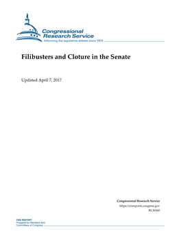 Filibusters and Cloture in the Senate