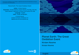 Planet Earth: the Great Oxidation Event