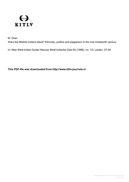 M. Olien Were the Miskito Indians Black? Ethnicity, Politics and Plagiarism in the Mid-Nineteenth Century