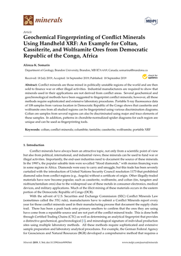 Geochemical Fingerprinting of Conflict Minerals Using Handheld XRF: an Example for Coltan, Cassiterite, and Wolframite Ores From
