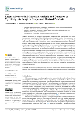 Recent Advances in Mycotoxin Analysis and Detection of Mycotoxigenic Fungi in Grapes and Derived Products