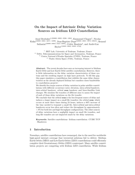 On the Impact of Intrinsic Delay Variation Sources on Iridium LEO Constellation