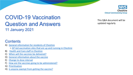 COVID-19 Vaccination Question and Answers