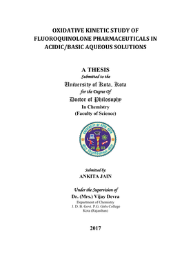 Oxidative Kinetic Study of Fluoroquinolone Pharmaceuticals in Acidic/Basic Aqueous Solutions