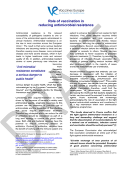 Role of Vaccination in Reducing Antimicrobial Resistance