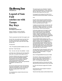 Legend of Sam Fuld Catches on with Tampa Bay Rays