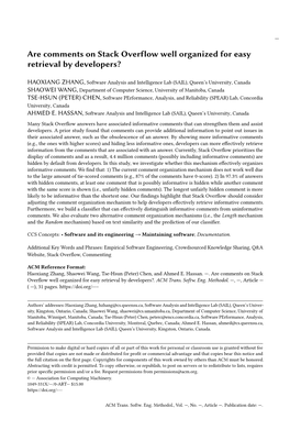 Are Comments on Stack Overflow Well Organized for Easy Retrieval by Developers?