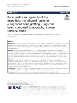 Bone Quality and Quantity of the Mandibular Symphyseal Region In