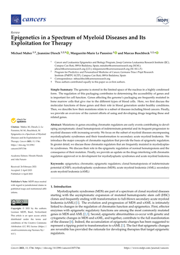 Epigenetics in a Spectrum of Myeloid Diseases and Its Exploitation for Therapy