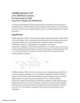 Nafcillin Injection, USP in PL 2040 Plastic Container for Intravenous Use Only GALAXY Container (PL 2040 Plastic)