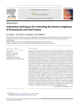 Indentation Techniques for Evaluating the Fracture Toughness of Biomaterials and Hard Tissues