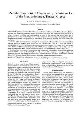 Zeolitic Diagenesis of Oligocene Pyroclastic Rocks of the Metaxades Area, Thrace, Greece