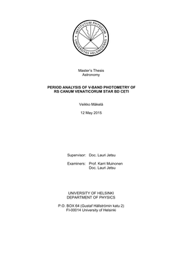 Master's Thesis Astronomy Veikko Mäkelä 12 May 2015