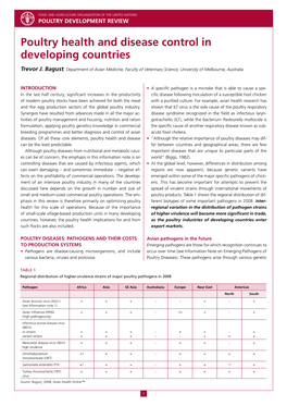 Poultry Health and Disease Control in Developing Countries