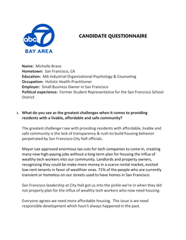 Candidate Questionnaire