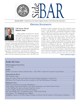 Inside This Issue Federal Litigation Section News on the Docket