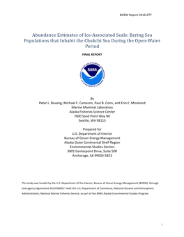 Abundance Estimates of Ice-Associated Seals: Bering Sea Populations That Inhabit the Chukchi Sea During the Open-Water Period