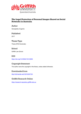 The Legal Protection of Personal Images Shared on Social Networks in Australia