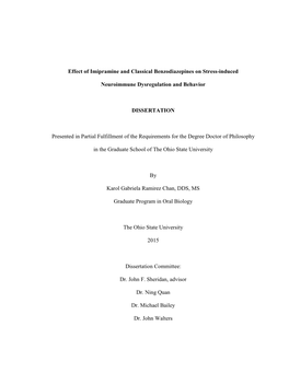 Effect of Imipramine and Classical Benzodiazepines on Stress-Induced