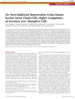 De Novo Epidermal Regeneration Using Human Eccrine Sweat Gland