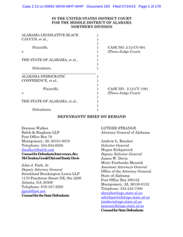 DEFENDANTS' BRIEF on REMAND Dorman Walker Balch & Bingham LLP Post Office Box 78 Montgomery, AL 36101-0078 Telephone: 334