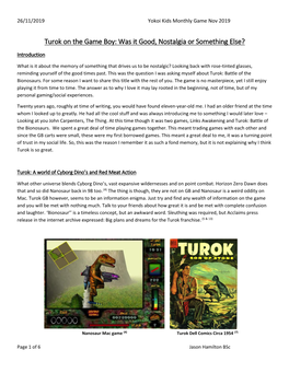 Turok – Battle of the Binosaurs (Nov 2019)