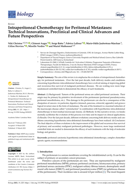 Intraperitoneal Chemotherapy for Peritoneal Metastases: Technical Innovations, Preclinical and Clinical Advances and Future Perspectives