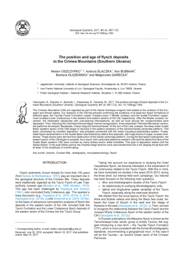 The Position and Age of Flysch Deposits in the Crimean Mountains (Southern Ukraine) 699