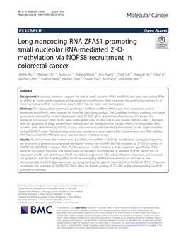 O-Methylation Via NOP58 Recruitment in Colorectal Cancer