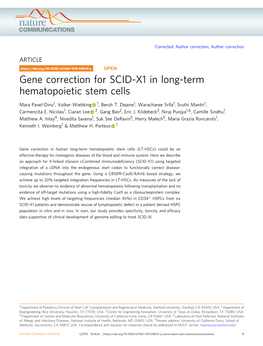 Gene Correction for SCID-X1 in Long-Term Hematopoietic Stem Cells