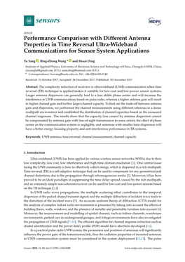 Performance Comparison with Different Antenna Properties in Time Reversal Ultra-Wideband Communications for Sensor System Applications