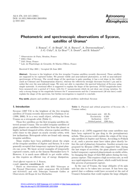 Photometric and Spectroscopic Observations of Sycorax, Satellite of Uranus?