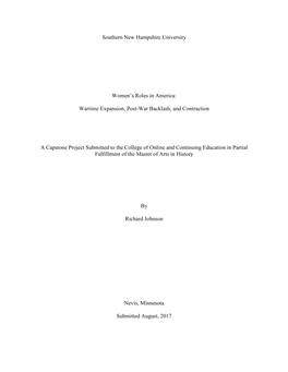 Women's Role in America: Wartime Expansion, Post-War Backlash, and Contraction