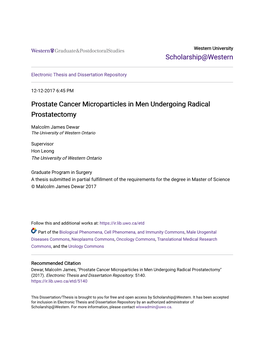 Prostate Cancer Microparticles in Men Undergoing Radical Prostatectomy