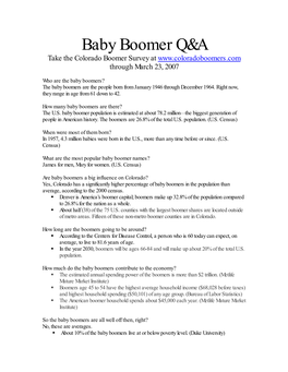 Baby Boomer Q&A