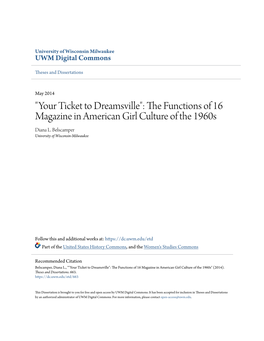 "Your Ticket to Dreamsville": the Functions of 16 Magazine in American Girl Culture of the 1960S