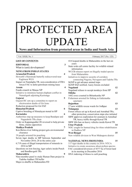 PROTECTED AREA UPDATE News and Information from Protected Areas in India and South Asia