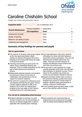 Caroline Chisholm School Wooldale Road, Wootton Fields, Northampton, NN4 6TP