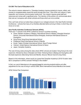 CA 209 the Cost of Education at CA