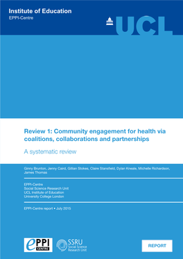 Review 1: Community Engagement for Health Via Coalitions, Collaborations and Partnerships