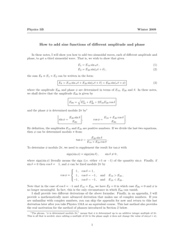 How to Add Sine Functions of Different Amplitude and Phase