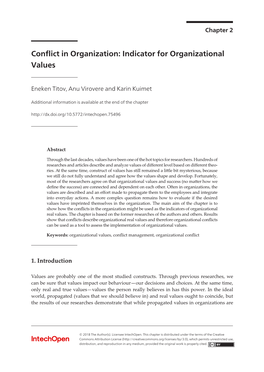 Conflict in Organization: Indicator for Organizational Values 21 the Right Actions [7]