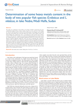 Determination of Some Heavy Metals Content in the Body of Two Popular Fish Specieso.Niloticus and L